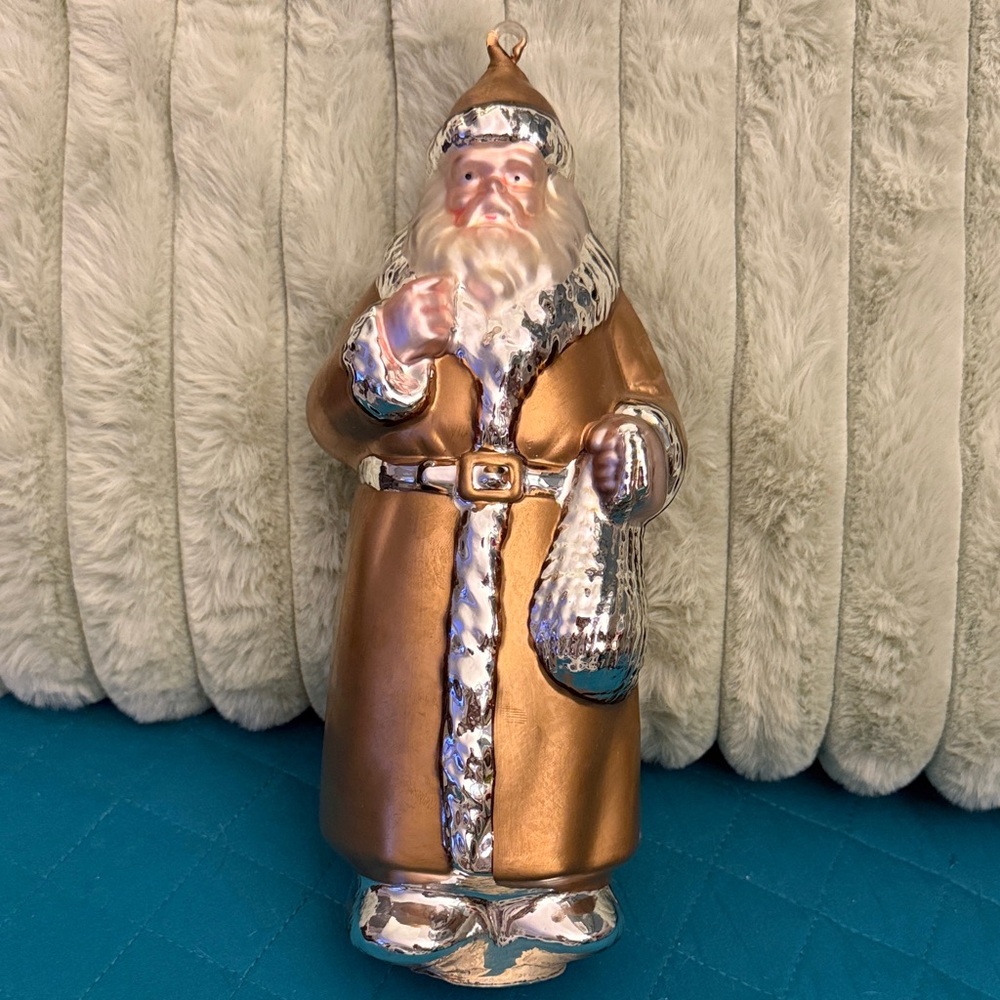 Department 56 Bronze and Silver blown glass Santa Ornament